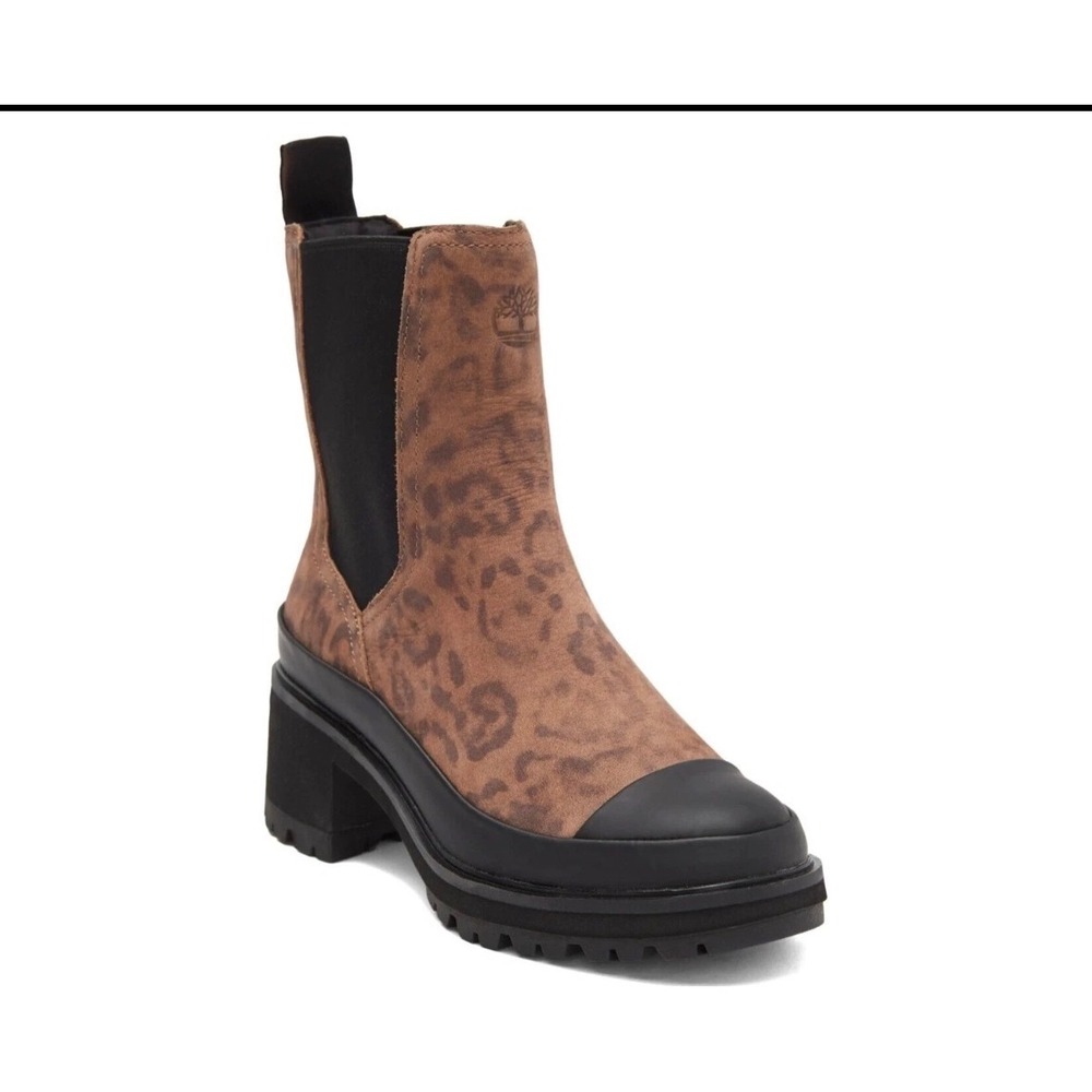 Timberland Women Kori Park Chelsea‎ Boots Leopard Print Suede Lug Sole A5VPC 7.5